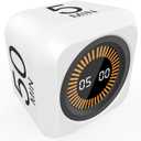 Rotating Cube Visual Pomodoro Timer 5, 25, 10 50 Minutes Preset + Custom Countdown, Rechargeable Desk Productivity Flip Timer with Detachable Silicone Cover for ADHD Study Work Kitchen School (White)