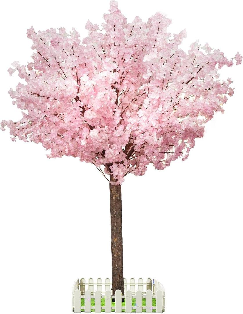 Artificial 7 FT Cherry Blossom Tree - Handmade Pink Fake Cherry Blossom Tree Centerpieces for Wedding Party Christmas Garden Indoor & Outdoor