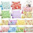 Blosssound 16 Pcs Spring Makeup Bags Bulk Floral Cosmetic Bags with Tassel for Women Daisy Canvas Travel Coin Pouch Valentine Day Easter Birthday Bachlor Wedding Baby Shower Party Return Gift