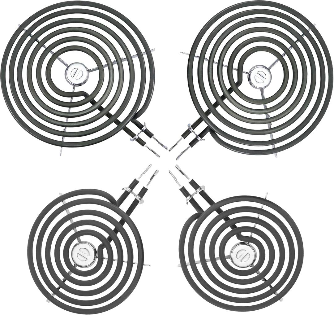 WB30M1 WB30M2 Electric Stove Burner Replacement 4Packs,Includes 2 WB30M1 (6") and 2 WB30M2 (8")-By MIFLUS,Compatible for G-E Hot-point Ken-more Range Stove Electric Burner