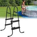 Threlaco 33 Inch Above Ground Pool Ladder 2 Step Steel Frame Swimming Pool Entry Exit Ladder Non Slip Metal Frame Steps, Weight Capacity 300lbs(Black)