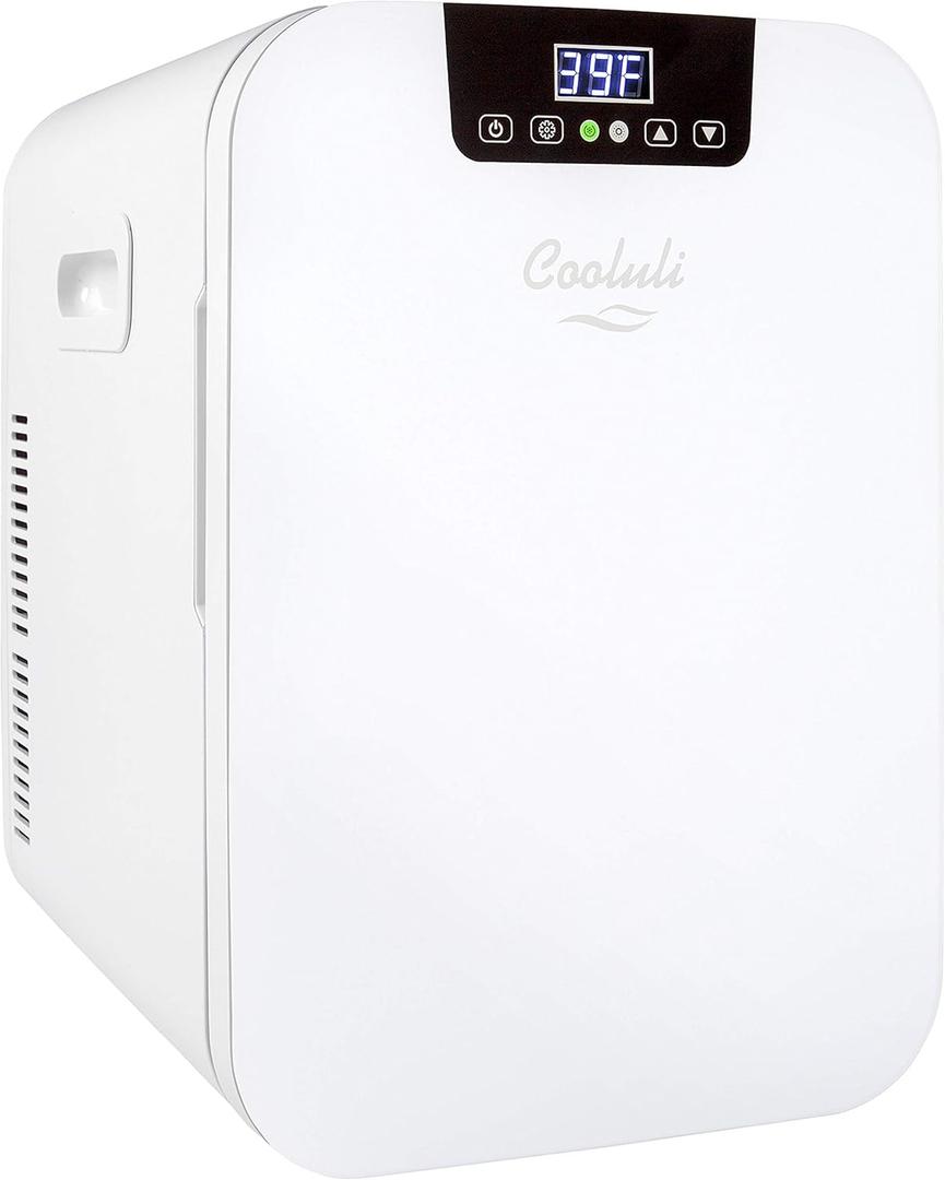 Cooluli 20 Liter Mini Fridge with Temperature Control - White Thermoelectric Cooler and Warmer for Bedroom, Office, Car, Dorm (21.1 Quarts)