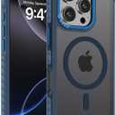 DEERLAMN Strong Magnetic Case for iPhone 16 Pro 6.3-Inch, [Compatible with Magsafe] Translucent Matte Slim Shockproof Protective Phone Cover for Women Men-Forest Blue