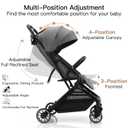 Gromast Compact Fold Baby Stroller, Lightweight Travel Toddler Stroller with One-Click Fold, Extendable UPF50+ Canopy, Cup Holder, UV Protected and Waterproof, One-Hand Folding - Gray