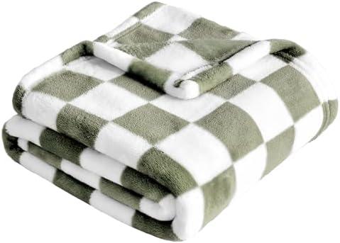 Yurhap Checkered Baby Blanket Fleece Baby Blankets for Boys, Ultra Soft Cozy Fluffy Infant Toddler Newborn Receiving Blankets for Crib Stroller, 30''x40'', Dark Olive
