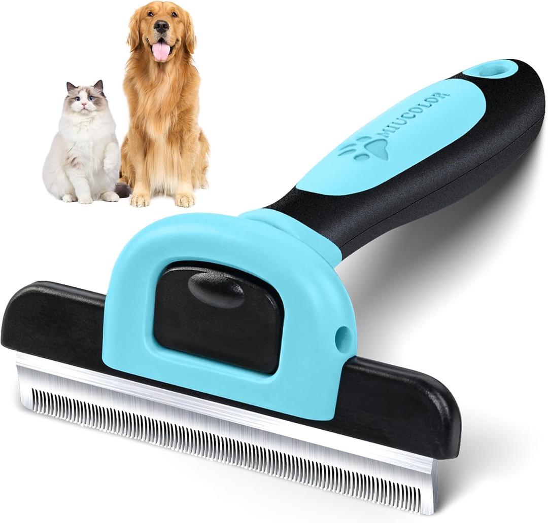 MIU COLOR Pet Grooming Brush, Deshedding Tool for Dogs & Cats, Effectively Reduces Shedding by up to 95% for Short Medium and Long Pet Hair (Blue)