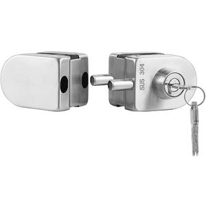 Fits on 1/2" Glass,10 mm -12 mm, Glass Door Lock, Stainless Steel Double Bolts Swing Push Sliding Access Control Office Glass Door Lock with 3 Keys (102-A)