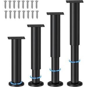 4 Pcs Adjustable Bed Support Legs for Beds Frame/Beds Center Slat, Metal Adjustable Furniture Legs 7.08-11.8 inch for Bed/Sofa/Cabinet/Couch/Dresser/Table