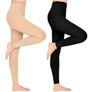 WEGITCS 2 Pairs 15-20 mmHg Compression Pantyhose for Women, Closed Toe Compression Stockings, Waist High Opaque Compression Tights for Varicose Veins, Swelling, Teacher, Doctor, M/L