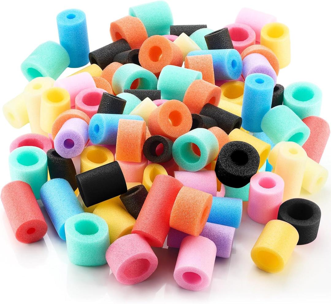 Frienda 100 Pcs Pool Noodles Bits Multicolor Craft Small Size Versatile Mixed Floating Pool Noodles Foam Rope Tube for Play or DIY Craft Multipurpose (Mixed Sizes,Regular Colors)