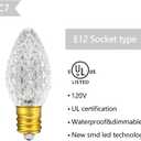 UL Listed Box of 25 C7 Led Replacement Bulbs,2 SMD LEDs in Each C7 Dimmable Lights Bulb for Outdoor String Lights,Full Waterproof and Break Resistant (Sun Warm White)