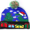 Blowata Christmas Hat Light Up Christmas Knitted Beanie Hat, Cute Cartoon Design Xmas Knit Cap with 6 Colorful LED Lights