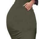 BORIFLORS Women's Basic Sleeveless Tube Top Sexy Strapless Bodycon Midi Club Dress (Large, Army Green)