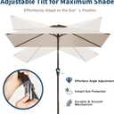 6.5' x 10' Rectangular Patio Umbrella Large Outdoor Market Umbrella w/ UV Protection, Push Button Tilt and Crank Lift, Rectangle Table Umbrella for Garden, Deck, Pool, Patio, Creamy White