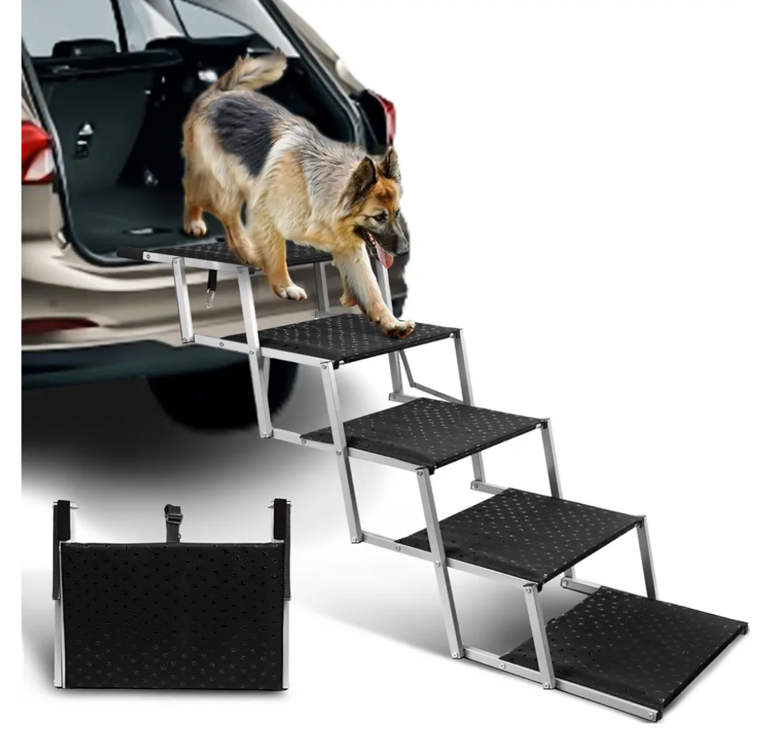 Extra Wide Dog Stairs for Large Dogs,Portable Folding Pet Stairs for Cars,SUV,Trucks,Dog Steps with Non-Slip Surface,Supports Up to 250 lb,5 Steps Extra Wide Dog Stairs for Large Dogs,Portable Folding Pet Stairs for Cars,SUV,Trucks,Dog Steps with Non-Slip Surface,Supports Up to 250 lb,5 Steps