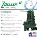 Zoeller Waste-Mate 267-0001 Sewage Pump, 1/2 HP Automatic Heavy-Duty Submersible Sewage, Effluent or Dewatering Pump