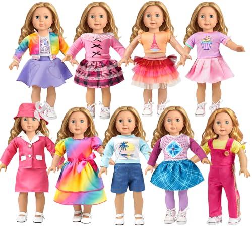 WONDOLL 9 Sets American 18 Inch Doll Clothes and Accessories - Outfits Sets - Princess Fashion Bundle for Girl(No Doll)