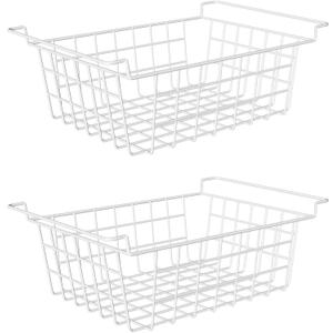Orgneas 17.5" Chest Freezer Organizer Bins Deep Freezer Basket Storage Rack Bins Metal Wire Baskets Large Size 2Pcs