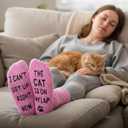 Cat Lover Gifts for Women, Cute Cat Beanie Hat and Funny Socks, Christmas Stocking Stuffers for Mom (Pink)