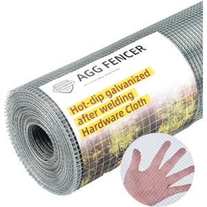 8inch x 25ft Hardware Cloth 1/4 inch Chicken Wire Fencing 23Ga, Hot Dipped Galvanized After Welding Garden Plant Supports Welded Metal Chicken Wire Fence, Poultry Animal Netting Cage Screen