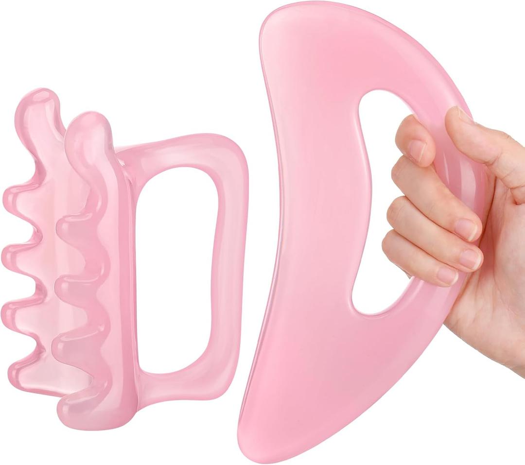 2Pack Fascia Massage Tool,Fascia Blaster for Cellulite Release Pink Resin Body Gua Sha Tool for Waist,Back,Legs,Face