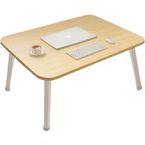 Folding Lap Desk for Bed, 23.6 Inch Portable Laptop Stand for Couch, Bed & Floor | Bed Tray Table for Eating, Writing, Reading | Foldable Sturdy Laptop Desk for Adults, Oak