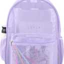Mesh Backpack for School, Semi-Transparent Net Back Pack, Light Purple