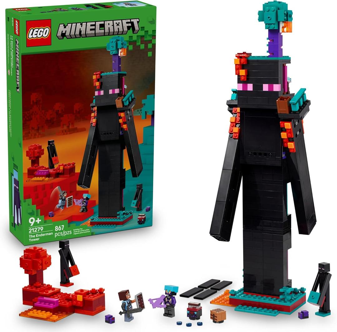 LEGO Minecraft The Enderman Tower Building Toy for Boys & Girls - Video Game Building Set for Kids, Ages 9+ - 2 Toys in 1 for Player Vs. Player Pretend Play - Gift Idea for Gamers - 21279
