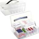 Honeydak 2 Pcs Clear Plastic Bandages Storage Organizer 2 Tiers First Aid Box Large Portable Medicine Container Holder Empty for Home Cabinet Office Travel School Use Supplies