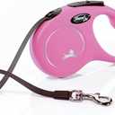FLEXI New Classic Tape Retractable Dog Leash for Small Dogs Up to 33 lbs.  16 ft., Pink Tangle-Free Pet Walking Leash with One-Handed Brake, Pause, Lock German Quality Product