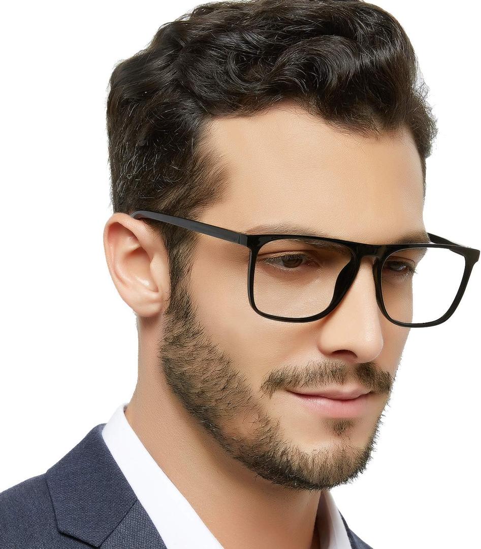 MARE AZZURO Reading Glasses Men Square Reader 0 1.0 1.25 1.5 1.75 2.0 2.25 2.5 2.75 3.0 3.5 4.0 5.0 6.0 (Black 200)