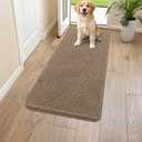 Smiry Dog Door Mat for Muddy Paws 47x20, Absorbs Moisture and Dirt Doormat, Non-Slip Washable Quick Dry Chenille Front Door Mat Indoor Entrance, Entryway Carpet for Inside Floor, Camel