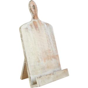 Wedding Gift Wooden Cookbook Stand Recipie Book Holder for Cooking Chopping Board Style Foldable Easel for Kitchen Text Book Tablet L 9.5 x B 1.5 x H 14 inches (White)