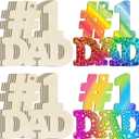 4 x Wooden DAD Letter Ornaments to Paint 7 Inch, Large Size Father's Day Wooden Daddy Cutout DIY Blank Unfinished Wood Father's Gifts Ornament for Crafts Hanging Decorations
