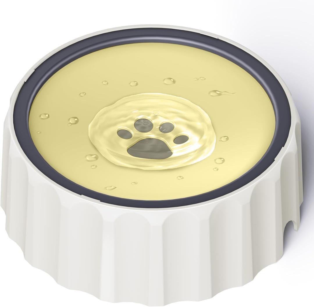 Dog Small Animals Water Bowl No Spill 70oz/2L Large Capacity Dispenser Non Slip No Splash Small Animals Bowl Pet Slow Feeder No Drip Dog Water Bowl on Vehicle for Dogs and Cats - Beige