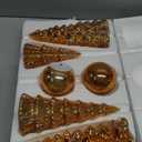 Syhood 6 Pcs Gold Mercury Glass Christmas Tree for Tabletop Light up Figurine Christmas Tree Mercury Cracked Glass Globe with Light for Xmas Decor Home Party Centerpiece Mantel Gift