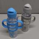 Dr. Brown's Milestones Narrow Sippy Straw Bottle, Spill-Proof with 100% Silicone Handles and Weighted Straw, 8 oz/250 mL, Blue/Gray, 6m+