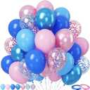 Paready Pink and Blue Balloon Set - 50Pcs 12 Inch Pastel Confetti, Royal and Metallic Balloons for Kids Girls Birthday, Baby Shower, Gender Reveal Supplies