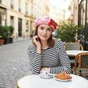 VALICLUD Women Bow Beret Wool Hat Warm Breathable Fashionable Decorative Sweet Bowknot Berets for Outdoor Parties and Casual Wear (Pink)