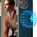 LOHASIC Compatible with MagSafe for iPhone 16 Pro Max Case, Classic Leather Thin Slim Business PU Cover Non-Slip Grip Shockproof Bumper Protective Men Phone Case for iPhone 16 Pro Max 6.9" 2024 - Blue