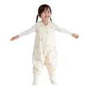 Duomiaomiao 1.5 TOG Toddler Sleep Bag 6-12 Months 100% Cotton Four Season Side Open Zipper Baby Sleep Sack with Feet, Breathable Toddler Wearable Blanket