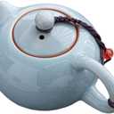 LIFKOME Porcelain Teapot 5.11X3.14X3.07In Ceramic Tea Kettle Heat Resistant Loose Leaf Tea Pot for Home Office Tearoom with Smooth Edges