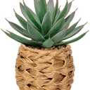 Briful Succulents Plants Artificial for Home Decor, Realistic Potted Fake Agave Plant in Wicker Basket, Cute Aloe Maguey Faux Plant, Shelf Tables Decor, Modern Farmhouse Home Decorations