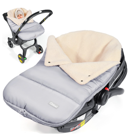 Orzbow Winter Carseat Cover for Baby | Infant Car Seat Blanket | Waterproof Car Seat Cover with Adjustable Collar, Warm and Cozy Fleece Carseat Canopy Blanket for Baby Winter Essentials, Light Grey