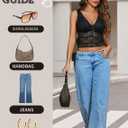 Avidlove Lace Tops for Women Mesh Top Crop Tank Tops Sexy V Neck Trendy Y2K Lace Undershirt (Black)