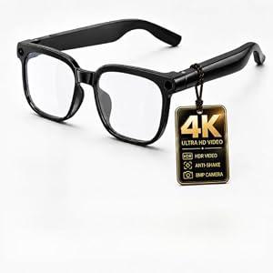 VOICFUT AI Smart Glasses with Camera, 4K POV Capture, Instant AI Translation, AI Voice Assistant, Open-Ear Audio, Object Recognition, Bluetooth Smart Glasses for Travel Work Daily Use, Black