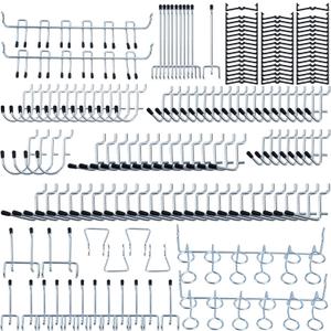 170PCS Pegboard Hooks, Peg Board Hooks for Hanging Fit 1/4 1/8 Inch Pegboard for Garage Organization, Tool Storage, Ideal for Garage, Workshop
