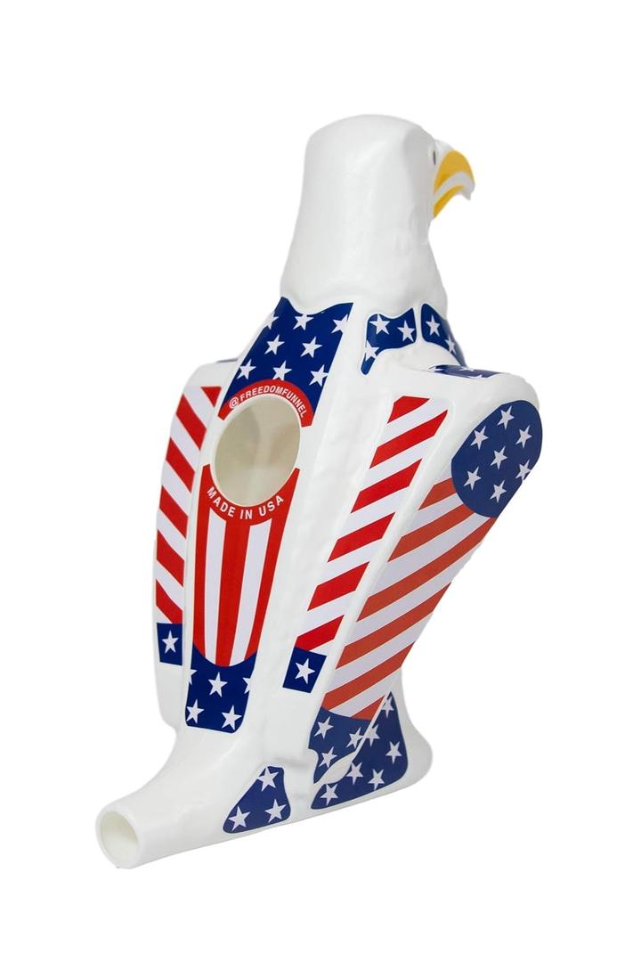 Freedom Funnel  Patriotic Eagle Beer Funnel with American Flag Design  60oz Capacity and Smooth, Fast Pour  Made in USA  Durable, Washable Plastic  Patriotic Party Starter