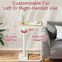 GOYLSER C Shaped End Table for Couch, Height Adjustable Rotatable Couch Tray Tables Sofa Table Tv Trays for Bedroom, Natural Wooden Swivel Side Table for Small Spaces