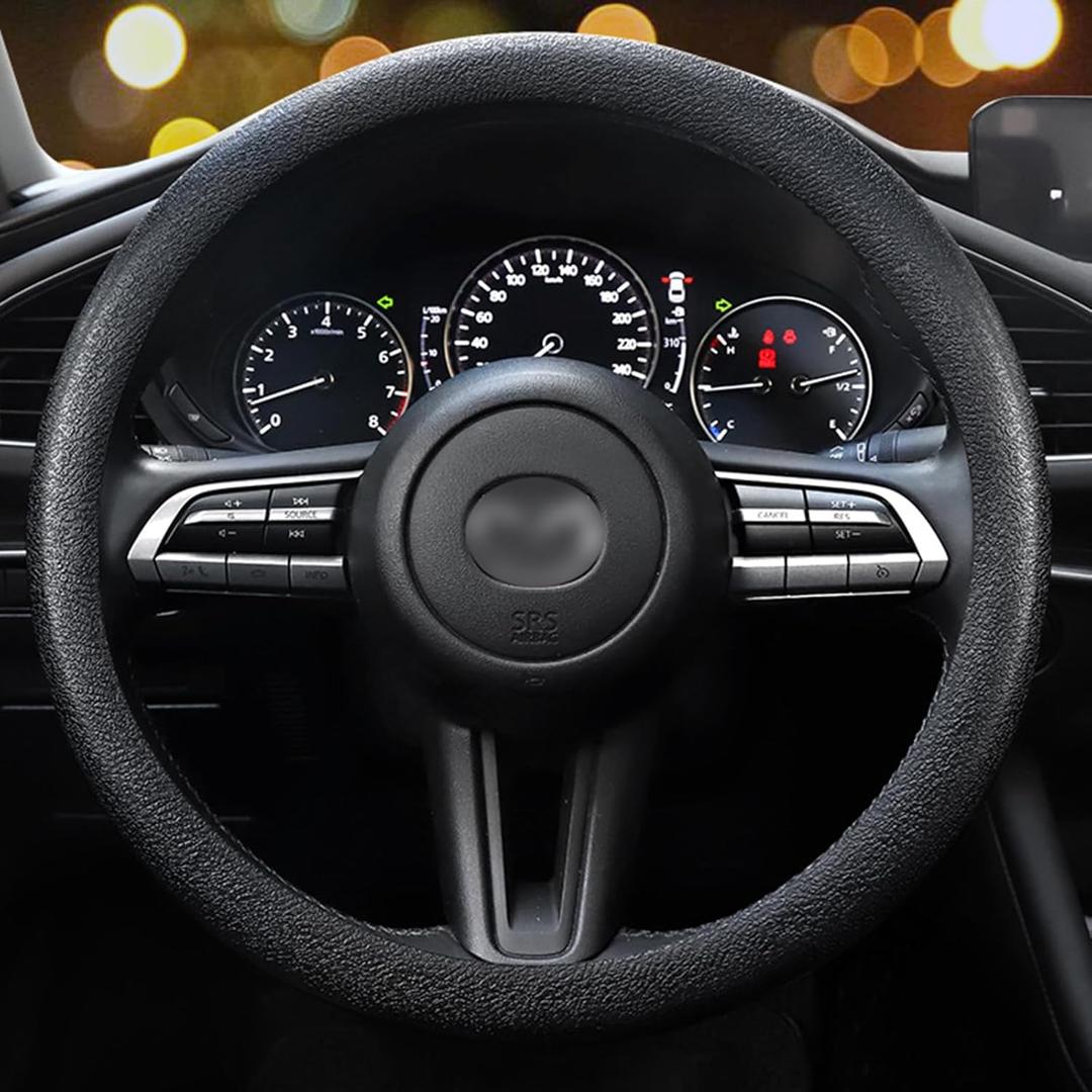 LRITER Car Steering Wheel Cover, Non-Slip Silicone Material, Multiple Color Choices, Universal Auto Parts Steering Wheel Cover, Suitable for Most Cars (Black)